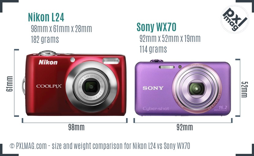 Nikon L24 vs Sony WX70 size comparison Nikon L24 vs Sony WX70 size comparison