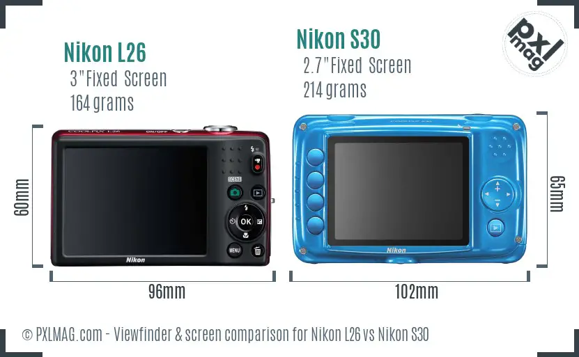 Nikon L26 vs Nikon S30 Screen and Viewfinder comparison Nikon L26 vs Nikon S30 Screen and Viewfinder comparison