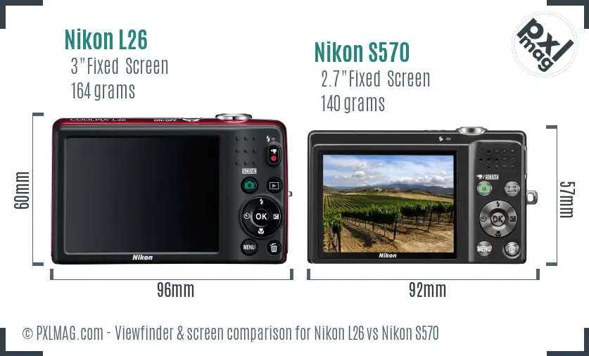 Nikon L26 vs Nikon S570 Screen and Viewfinder comparison