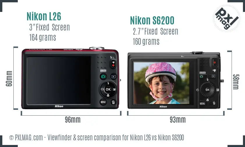 Nikon L26 vs Nikon S6200 Screen and Viewfinder comparison Nikon L26 vs Nikon S6200 Screen and Viewfinder comparison