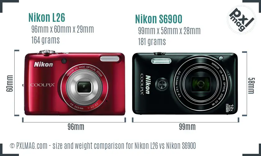 Nikon L26 vs Nikon S6900 size comparison