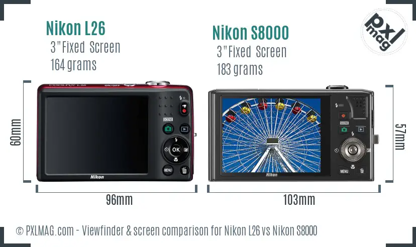 Nikon L26 vs Nikon S8000 Screen and Viewfinder comparison Nikon L26 vs Nikon S8000 Screen and Viewfinder comparison