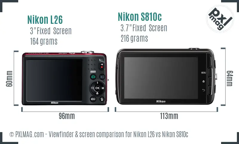 Nikon L26 vs Nikon S810c Screen and Viewfinder comparison Nikon L26 vs Nikon S810c Screen and Viewfinder comparison