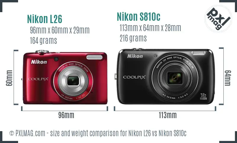 Nikon L26 vs Nikon S810c size comparison Nikon L26 vs Nikon S810c size comparison