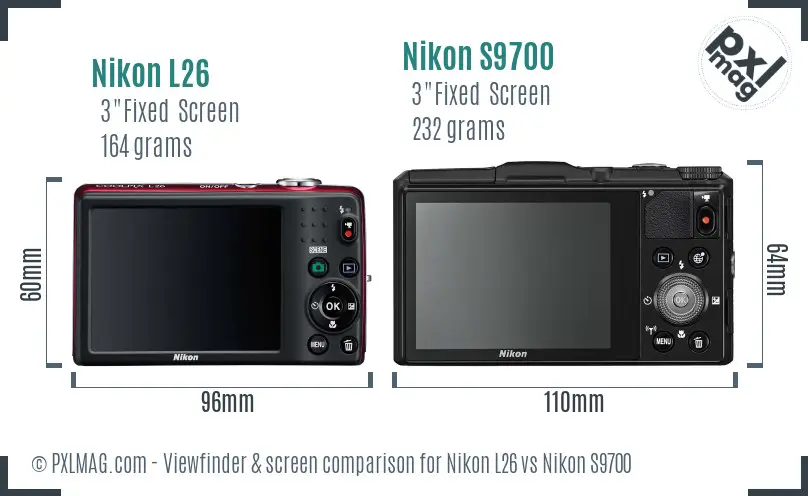 Nikon L26 vs Nikon S9700 Screen and Viewfinder comparison Nikon L26 vs Nikon S9700 Screen and Viewfinder comparison