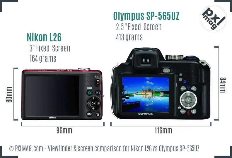 Nikon L26 vs Olympus SP-565UZ Screen and Viewfinder comparison Nikon L26 vs Olympus SP-565UZ Screen and Viewfinder comparison