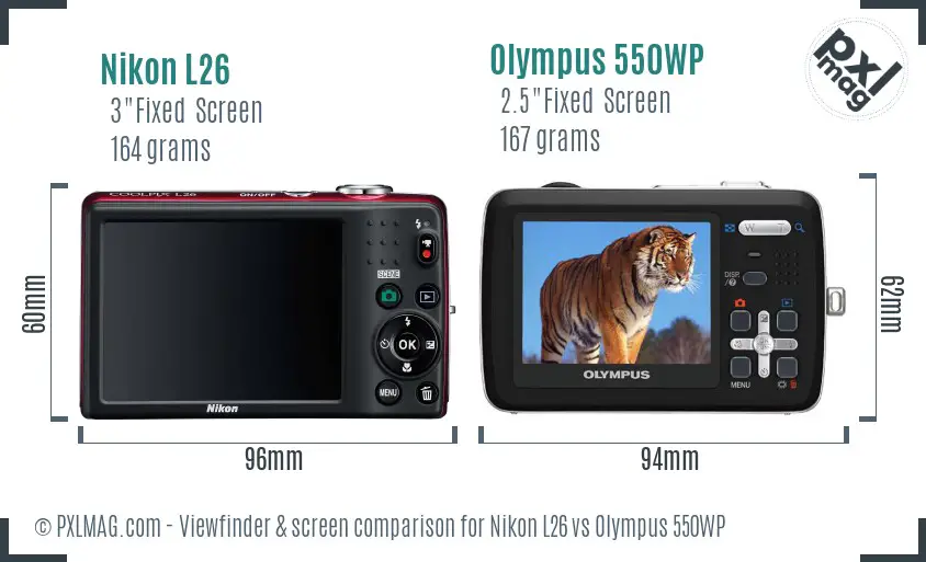 Nikon L26 vs Olympus 550WP Screen and Viewfinder comparison Nikon L26 vs Olympus 550WP Screen and Viewfinder comparison