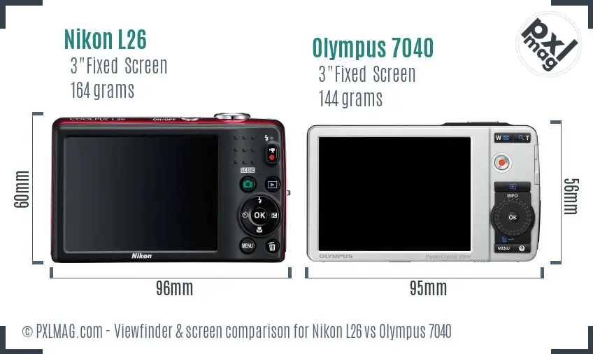 Nikon L26 vs Olympus 7040 Screen and Viewfinder comparison