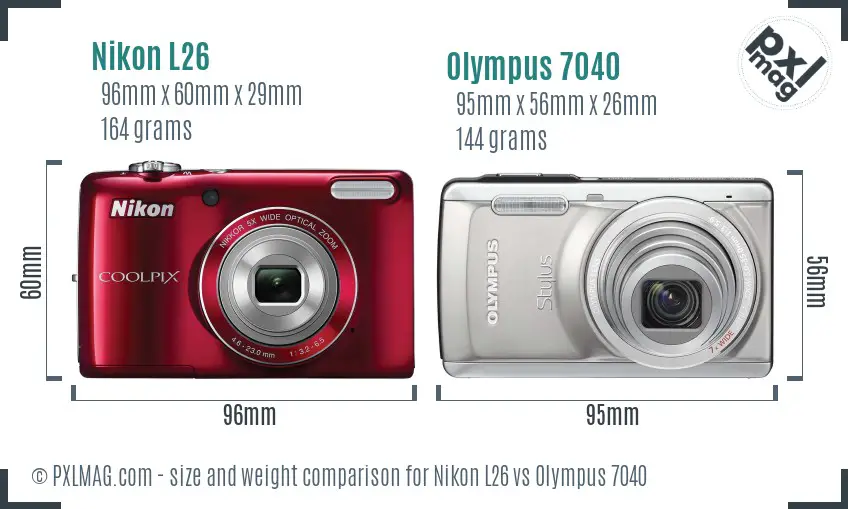 Nikon L26 vs Olympus 7040 size comparison