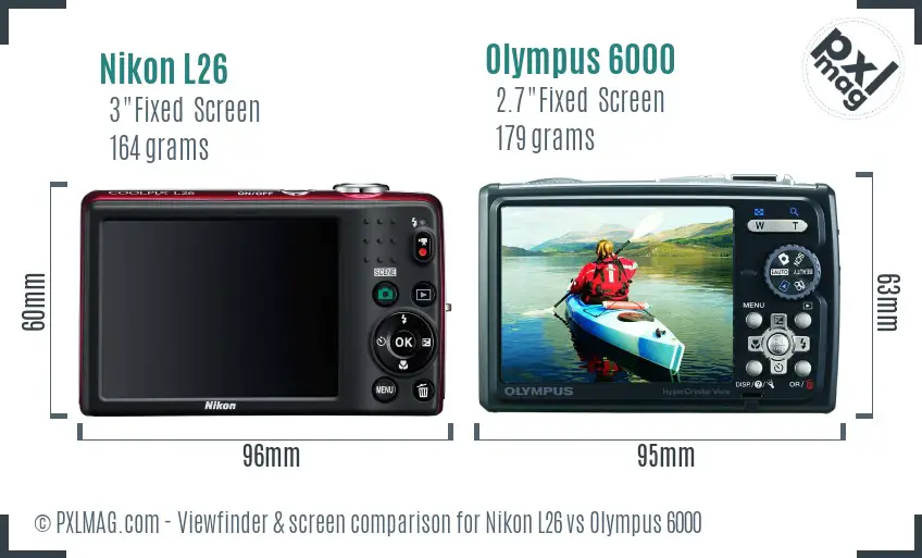 Rear LCD interface comparison Nikon L26 vs Olympus 6000