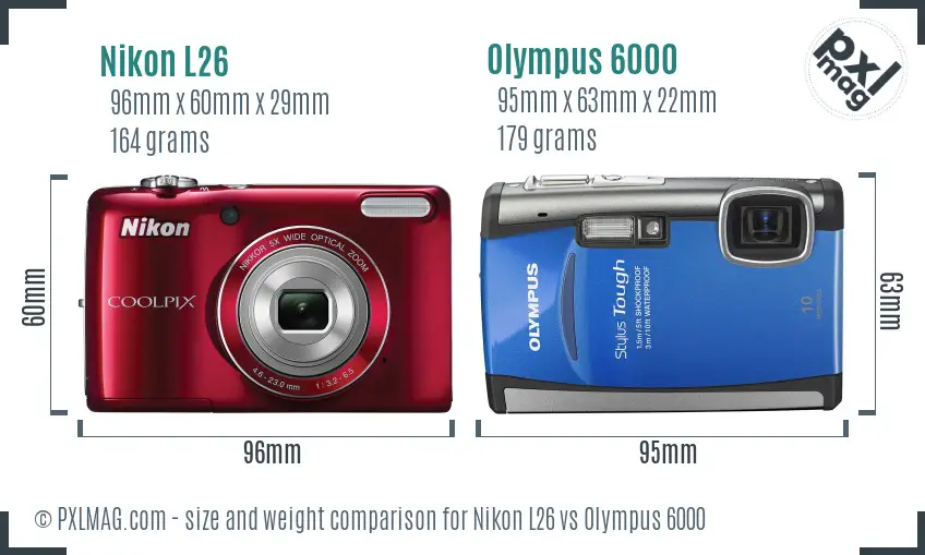 Size comparison and ergonomics of Nikon L26 and Olympus 6000