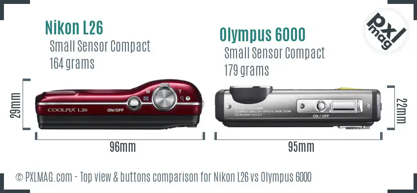 Top view design and control layout of Nikon L26 and Olympus 6000