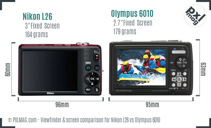 Nikon L26 vs Olympus 6010 Screen and Viewfinder comparison