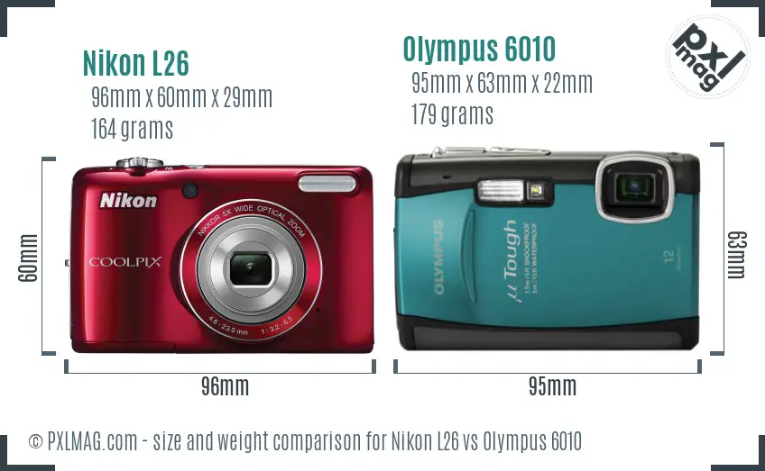 Nikon L26 vs Olympus 6010 size comparison