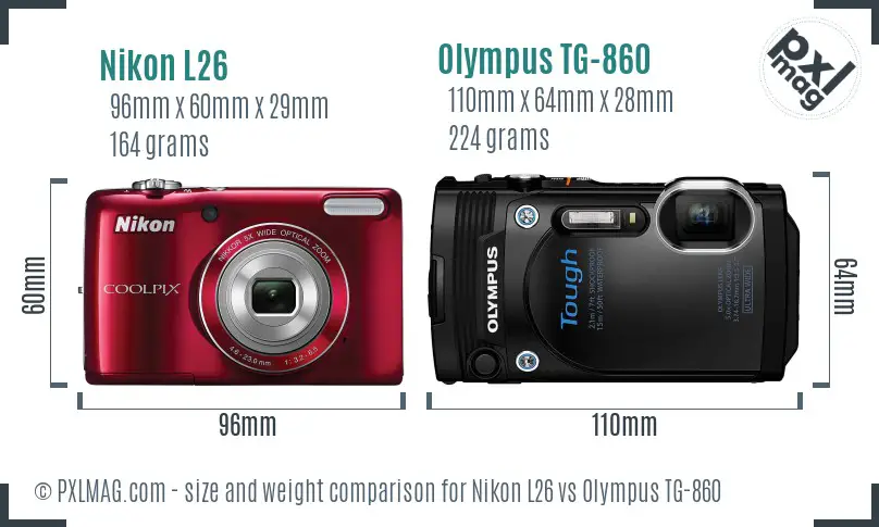 Nikon L26 vs Olympus TG-860 size comparison Nikon L26 vs Olympus TG-860 size comparison