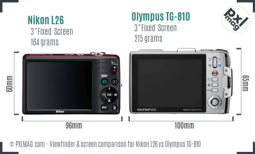 Nikon L26 vs Olympus TG-810 Screen and Viewfinder comparison