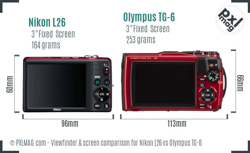 Nikon L26 vs Olympus TG-6 Screen and Viewfinder comparison Nikon L26 vs Olympus TG-6 Screen and Viewfinder comparison