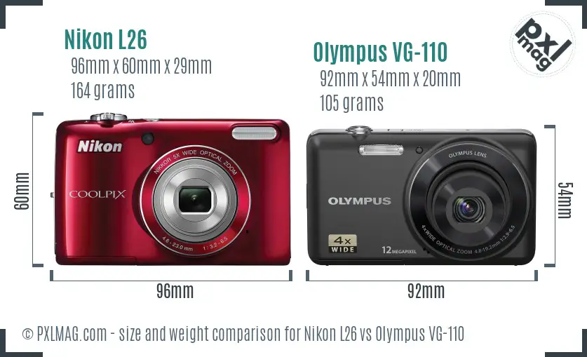 Nikon L26 vs Olympus VG-110 size comparison
