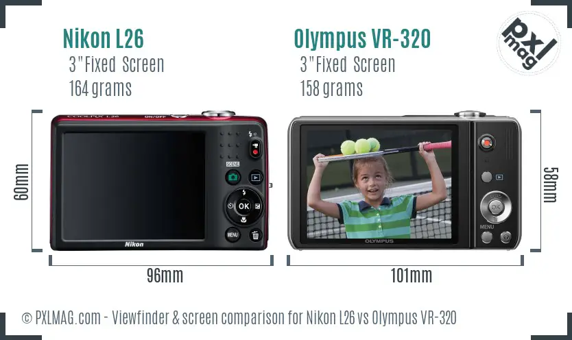 Nikon L26 vs Olympus VR-320 Screen and Viewfinder comparison