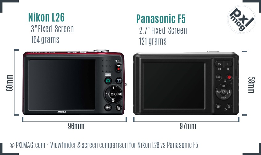 Nikon L26 vs Panasonic F5 Screen and Viewfinder comparison