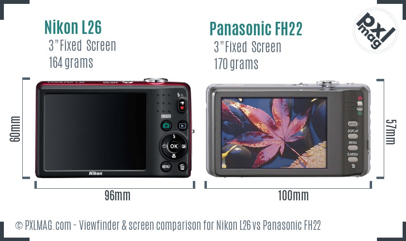 Nikon L26 vs Panasonic FH22 Screen and Viewfinder comparison