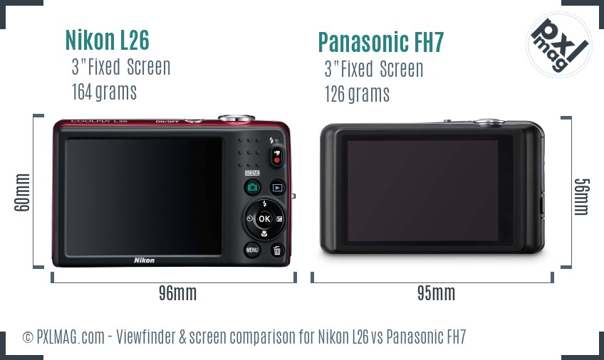 Nikon L26 vs Panasonic FH7 Screen and Viewfinder comparison