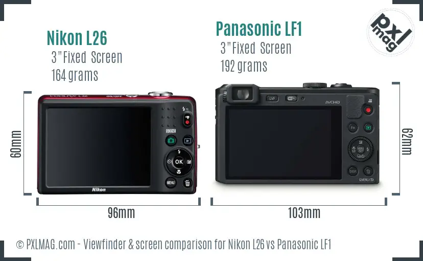Nikon L26 vs Panasonic LF1 Screen and Viewfinder comparison
