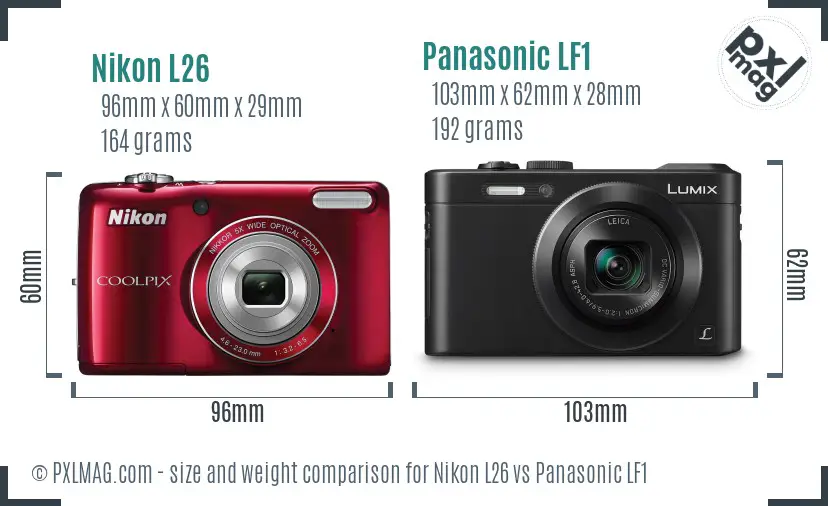 Nikon L26 vs Panasonic LF1 size comparison
