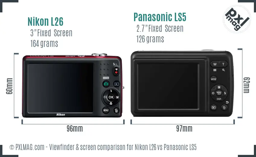 Nikon L26 vs Panasonic LS5 Screen and Viewfinder comparison Nikon L26 vs Panasonic LS5 Screen and Viewfinder comparison