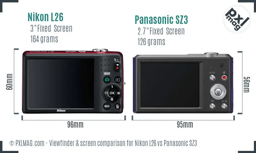 Nikon L26 vs Panasonic SZ3 Screen and Viewfinder comparison Nikon L26 vs Panasonic SZ3 Screen and Viewfinder comparison