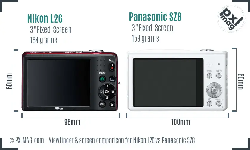 Nikon L26 vs Panasonic SZ8 Screen and Viewfinder comparison