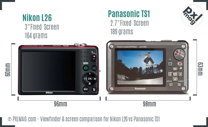 Nikon L26 vs Panasonic TS1 Screen and Viewfinder comparison