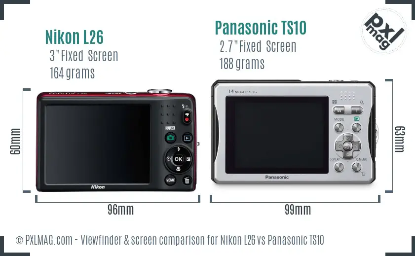 Nikon L26 vs Panasonic TS10 Screen and Viewfinder comparison