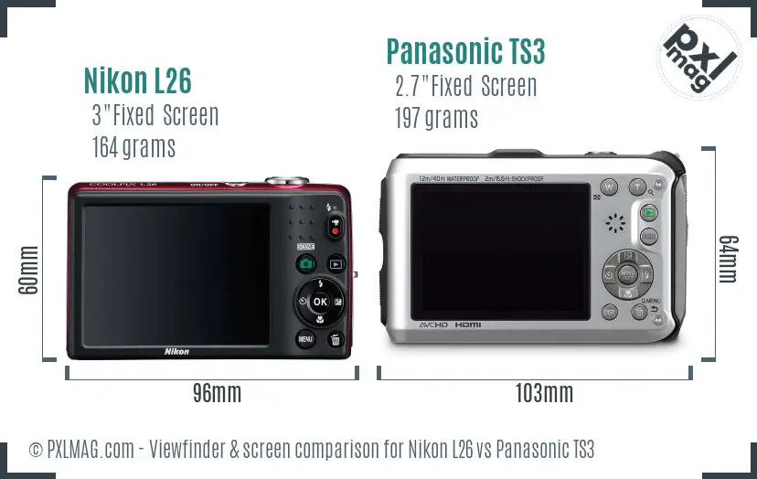Nikon L26 vs Panasonic TS3 Screen and Viewfinder comparison Nikon L26 vs Panasonic TS3 Screen and Viewfinder comparison