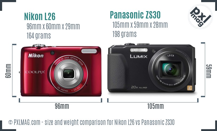 Nikon L26 vs Panasonic ZS30 size comparison Nikon L26 vs Panasonic ZS30 size comparison