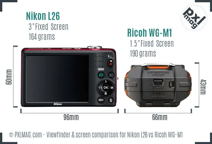 Nikon L26 vs Ricoh WG-M1 Screen and Viewfinder comparison