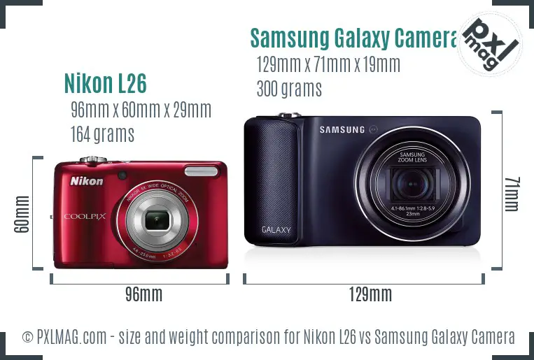 Nikon L26 vs Samsung Galaxy Camera size comparison Nikon L26 vs Samsung Galaxy Camera size comparison