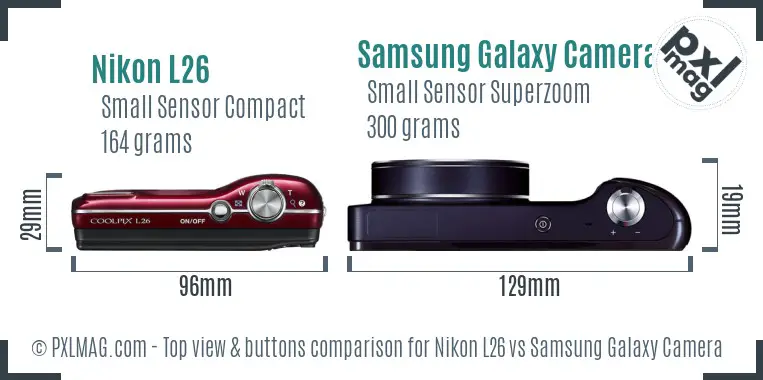 Nikon L26 vs Samsung Galaxy Camera top view buttons comparison