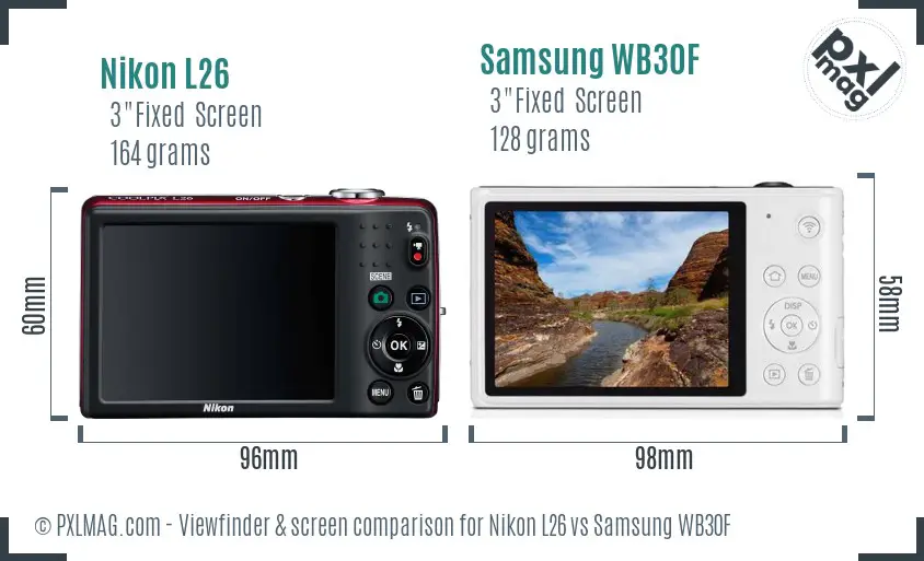 Nikon L26 vs Samsung WB30F Screen and Viewfinder comparison Nikon L26 vs Samsung WB30F Screen and Viewfinder comparison