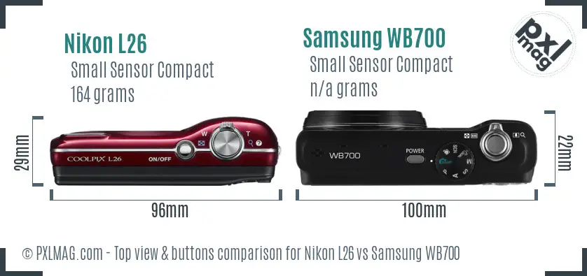Nikon L26 vs Samsung WB700 top view buttons comparison