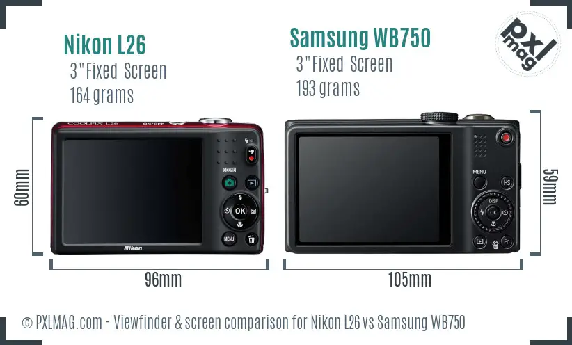 Nikon L26 vs Samsung WB750 Screen and Viewfinder comparison Nikon L26 vs Samsung WB750 Screen and Viewfinder comparison
