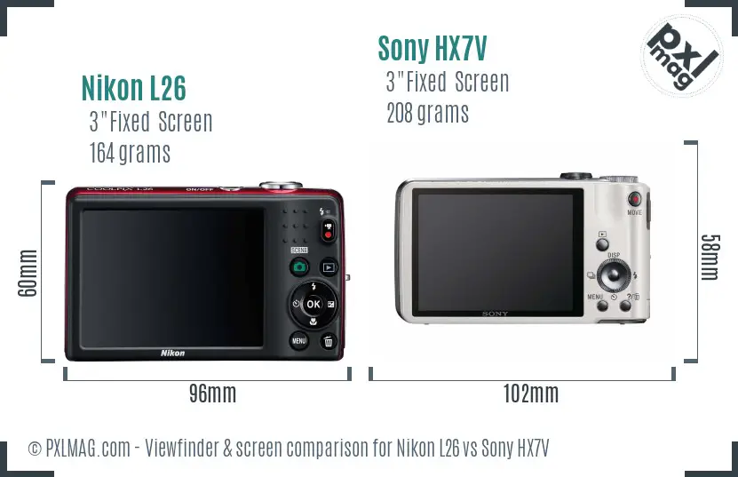 Nikon L26 vs Sony HX7V Screen and Viewfinder comparison