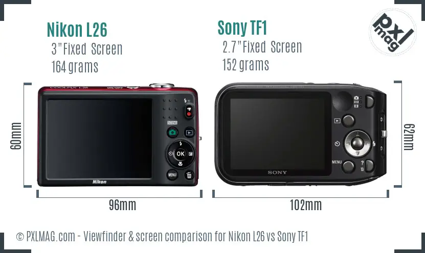 Nikon L26 vs Sony TF1 Screen and Viewfinder comparison