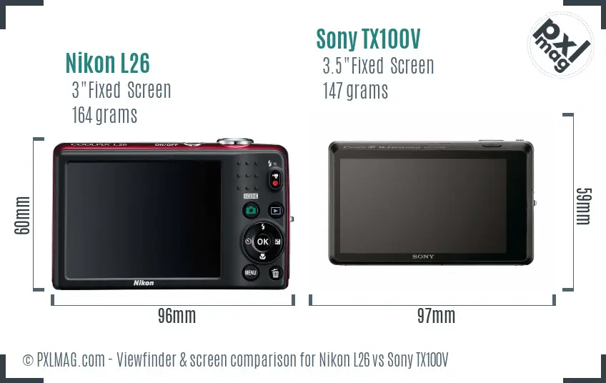 Nikon L26 vs Sony TX100V Screen and Viewfinder comparison