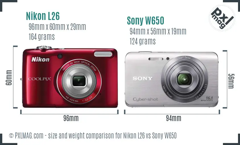 Nikon L26 vs Sony W650 size comparison Nikon L26 vs Sony W650 size comparison