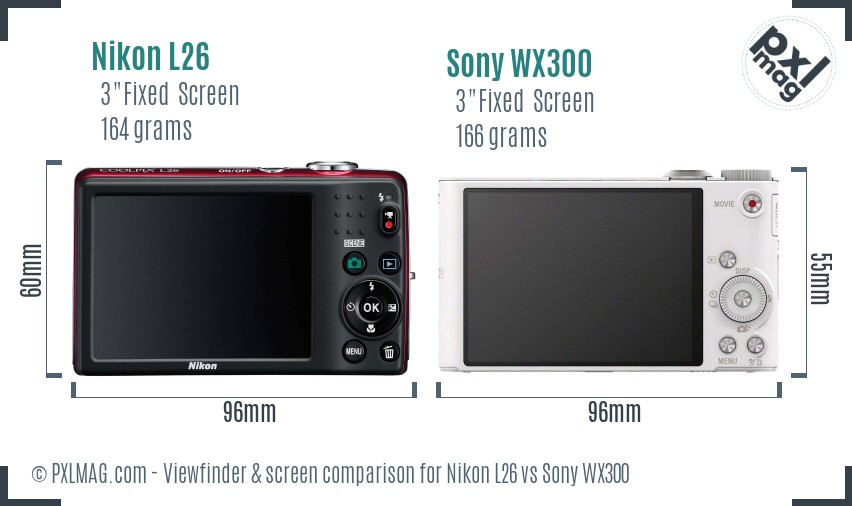 Nikon L26 vs Sony WX300 Screen and Viewfinder comparison