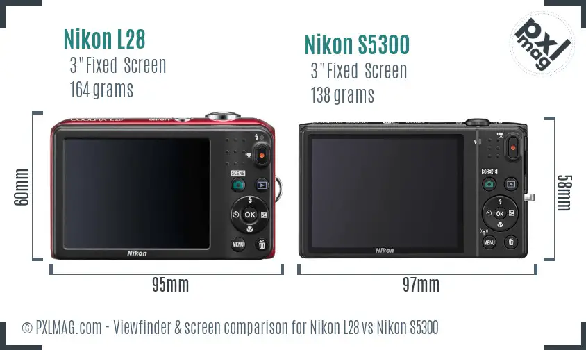 Nikon L28 vs Nikon S5300 Screen and Viewfinder comparison Nikon L28 vs Nikon S5300 Screen and Viewfinder comparison