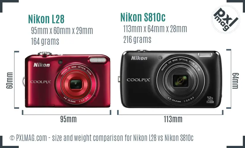 Nikon L28 vs Nikon S810c size comparison Nikon L28 vs Nikon S810c size comparison