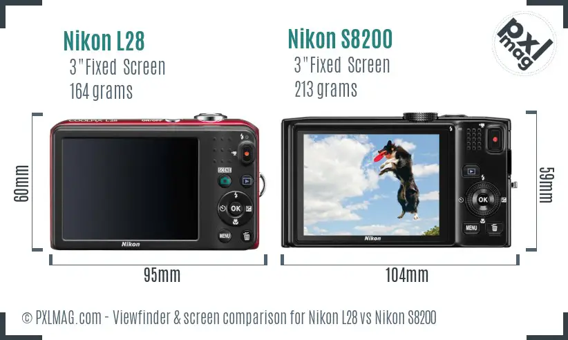Nikon L28 vs Nikon S8200 Screen and Viewfinder comparison