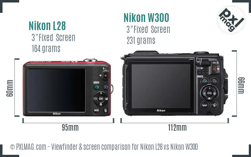 Nikon L28 vs Nikon W300 Screen and Viewfinder comparison Nikon L28 vs Nikon W300 Screen and Viewfinder comparison